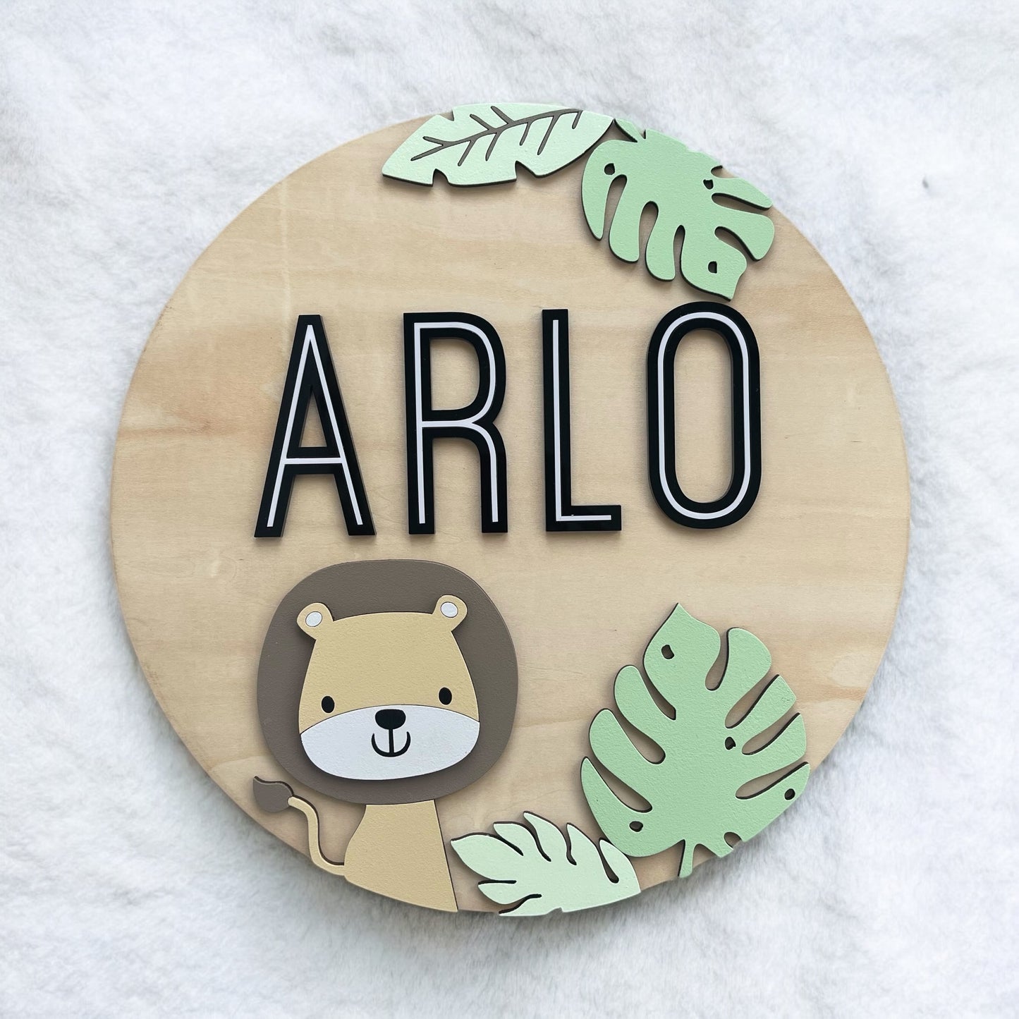 Safari Nursery Name Sign | 3D Baby Lion Decor | Nursery Room Wall art