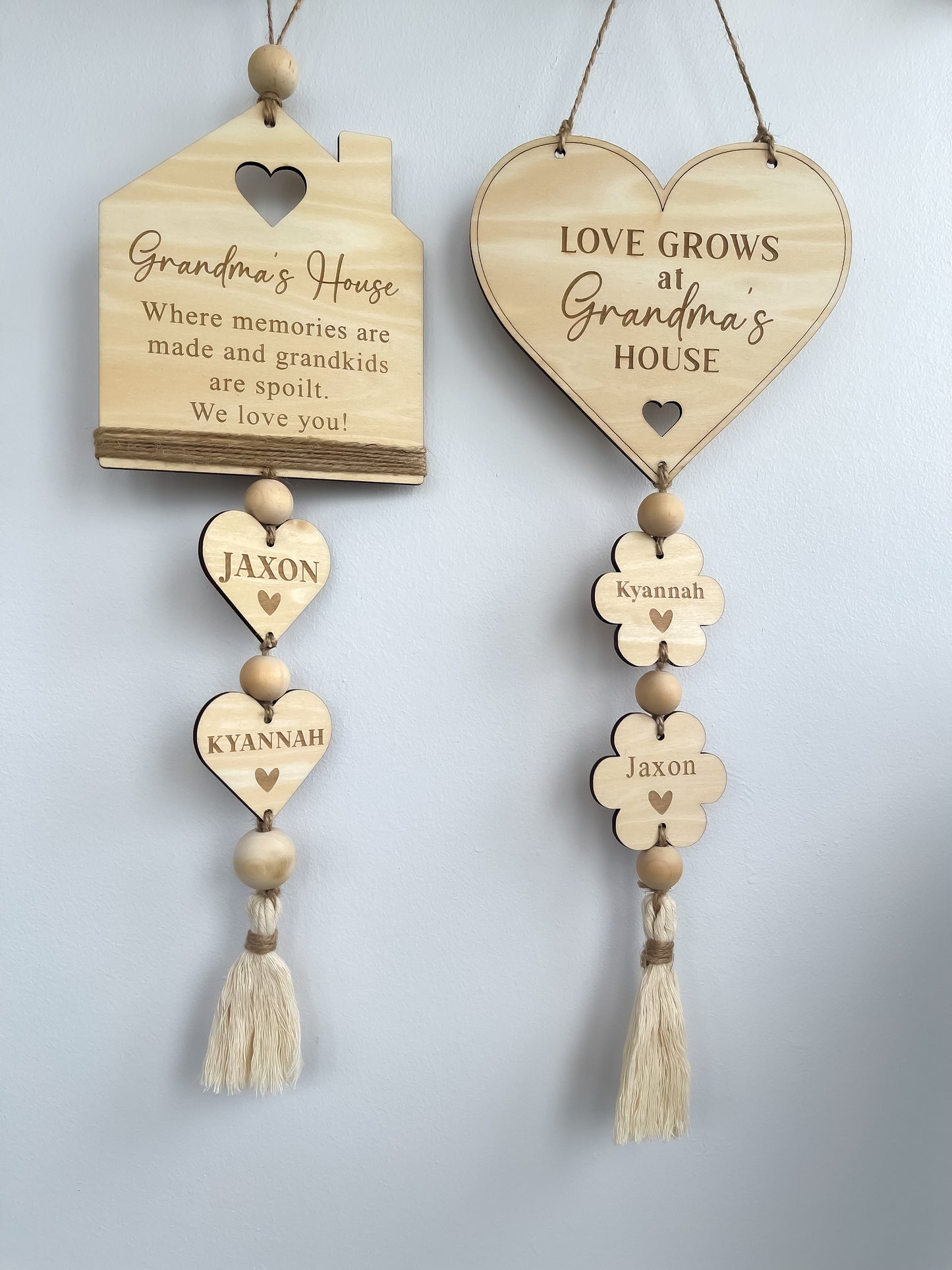 Personalised Wooden Gift for Grandma | Custom Family Name Plaque Grandkids Name