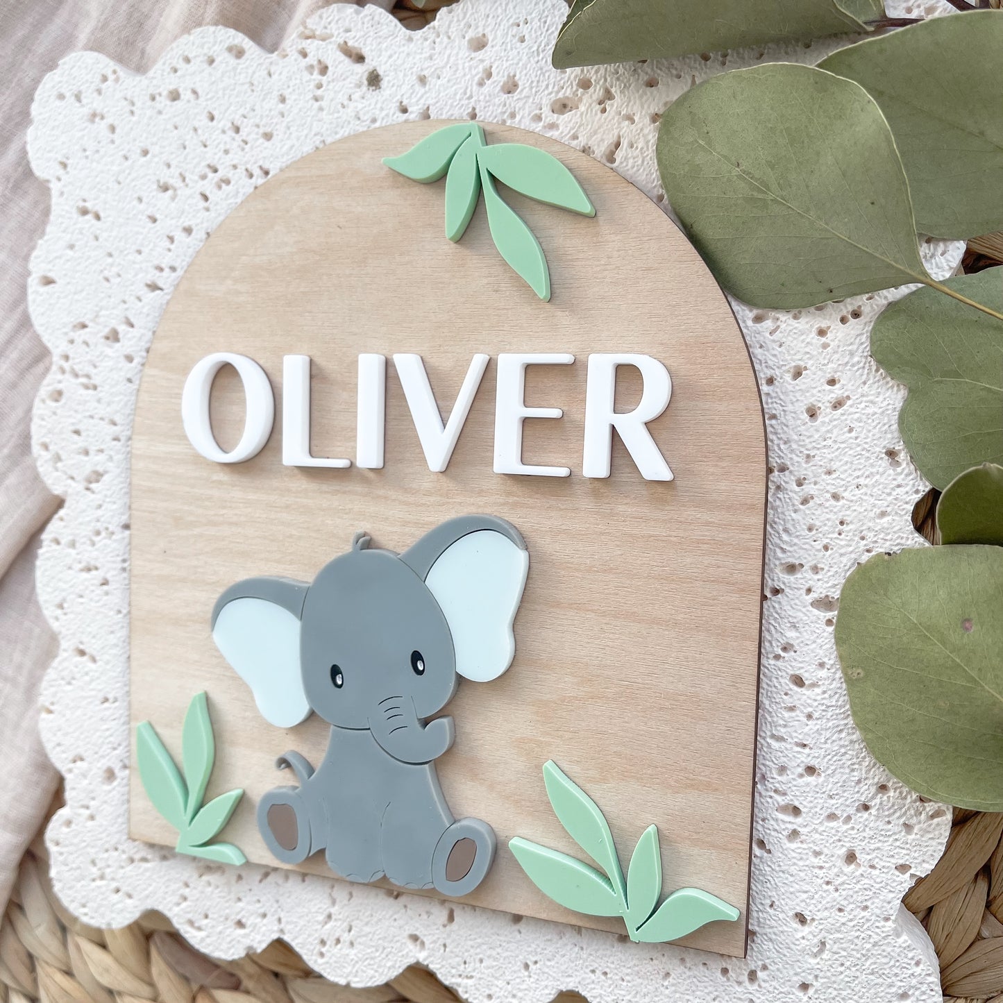 Elephant Nursery Name Sign