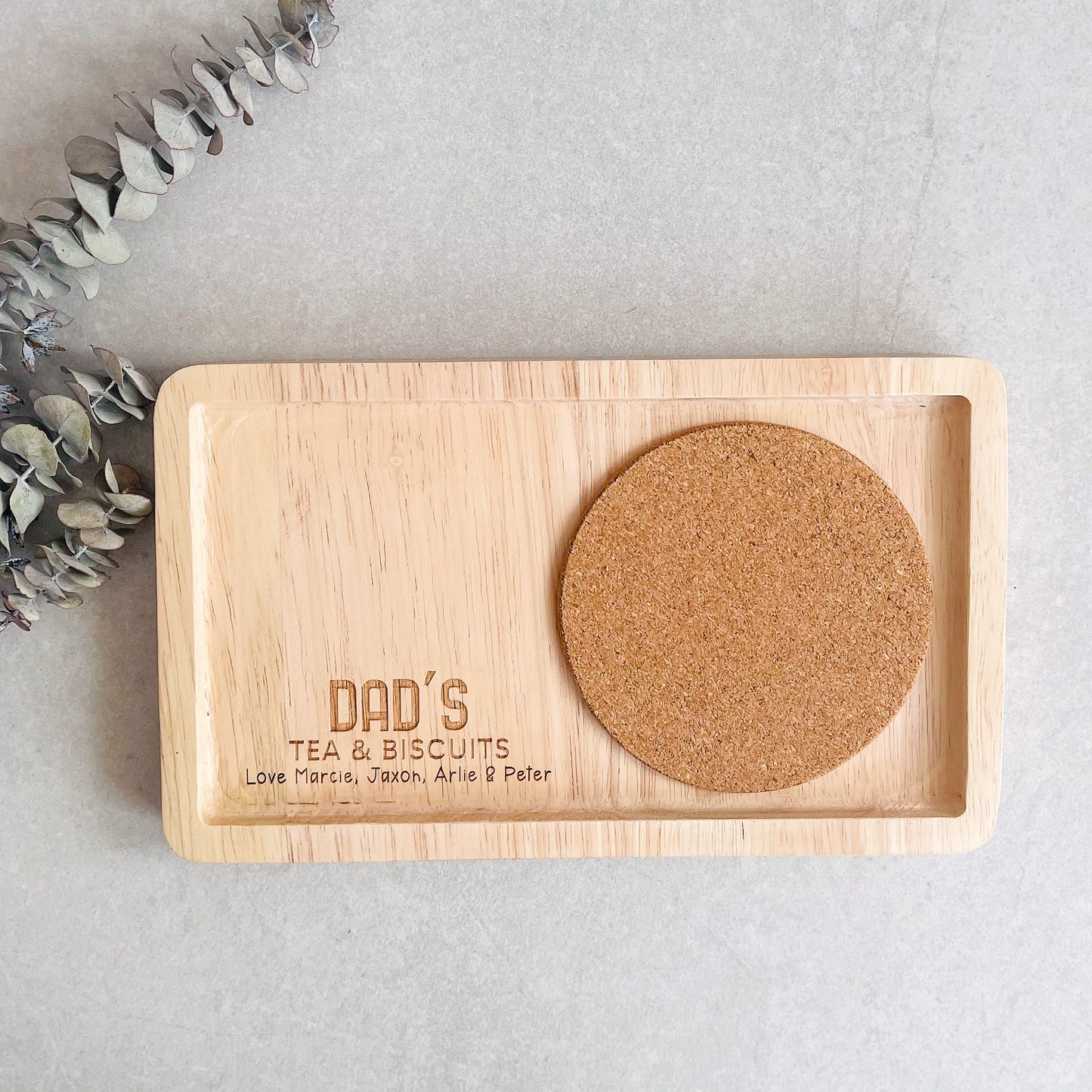 Personalized Snack Tray Fathers Gift for Grandad | Engraved Wood serving tray gift