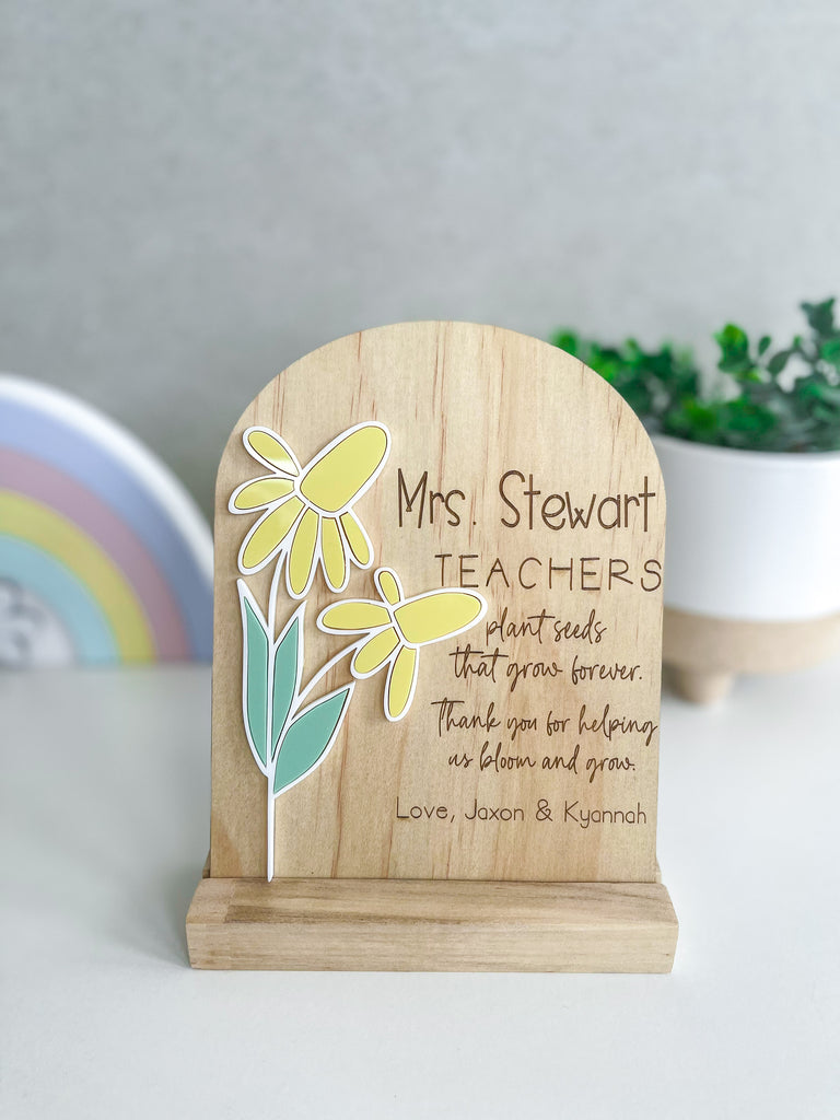 Personalised timber teachers gift