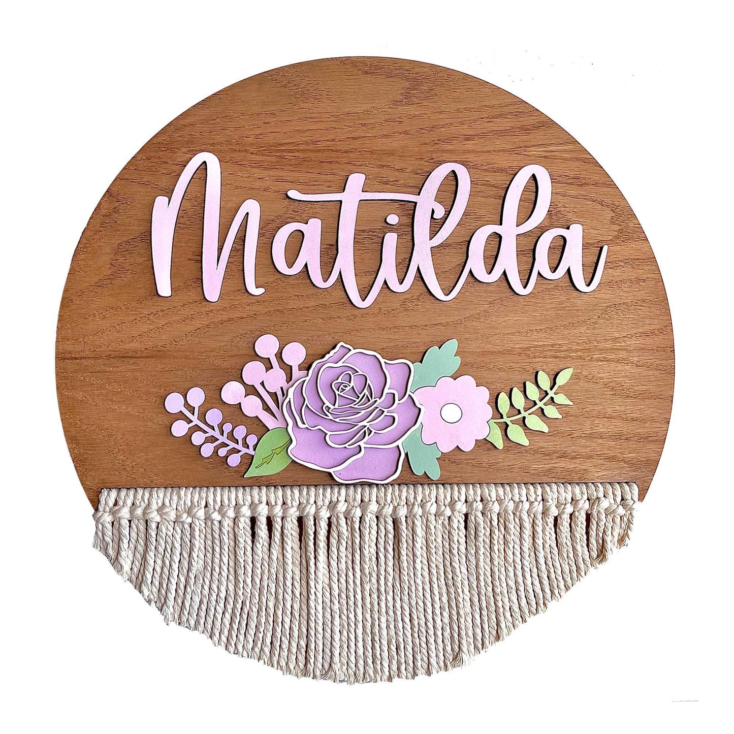 Macrame Boho Style Name Plaque