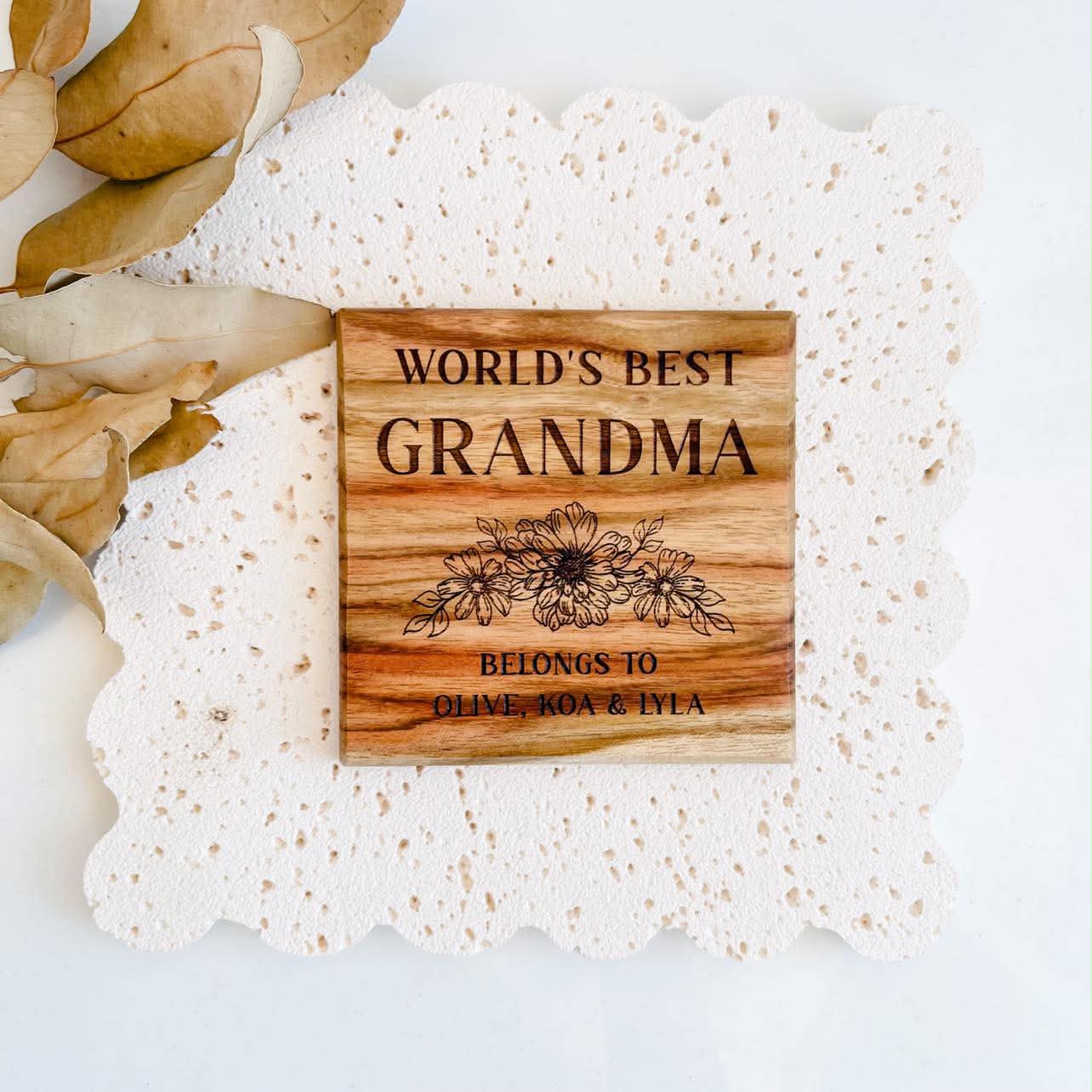 Grandmothers Gift for Mothers Day | Engraved Coaster gift for Nana