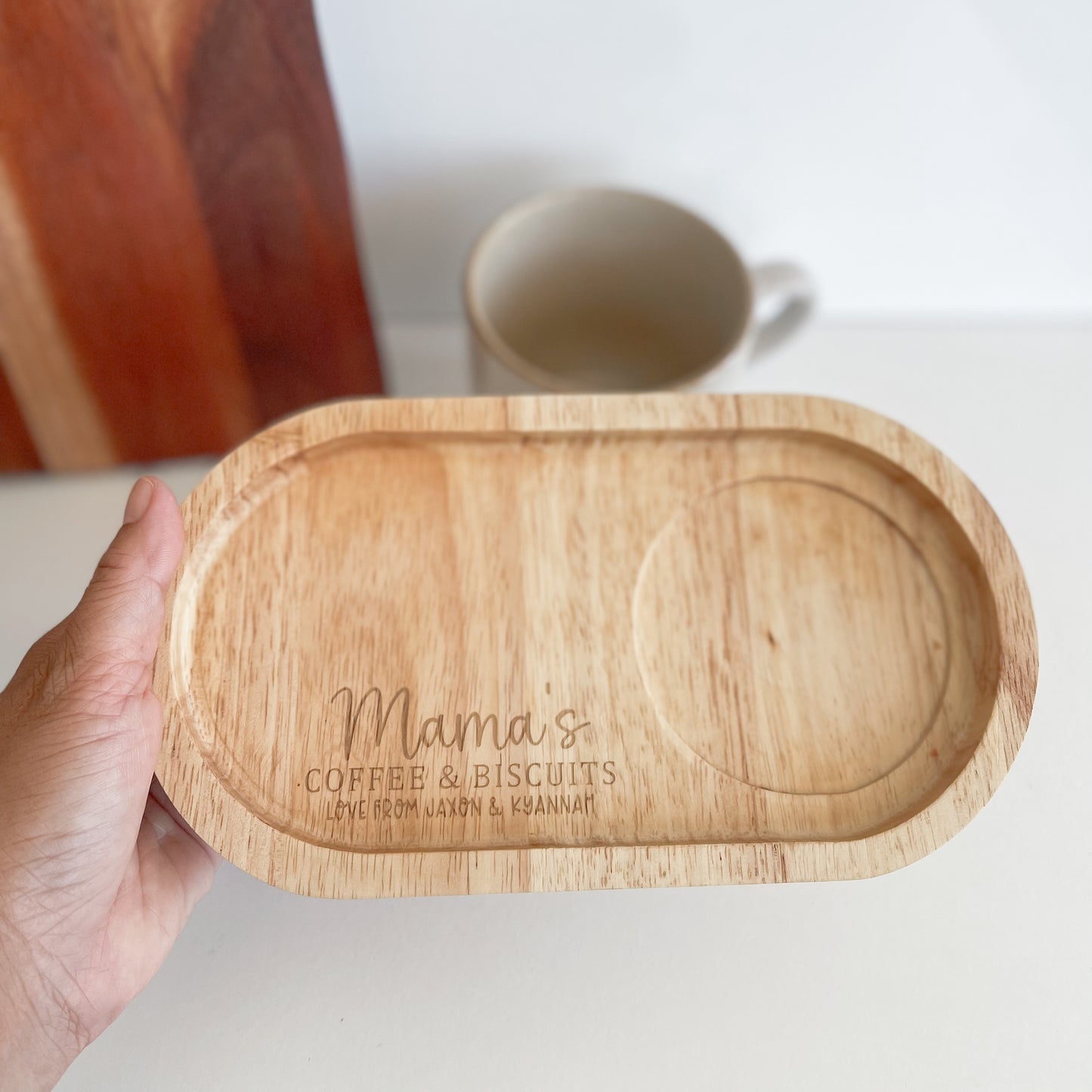 Personalised Engraved Wooden Tray for Mothers Day Gift | Gift for Grandmother