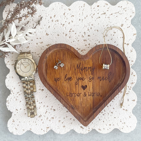 Personalised Trinket tray for Mothers Day Gift from Kids | Trinket Heart Dish Gift for Mums