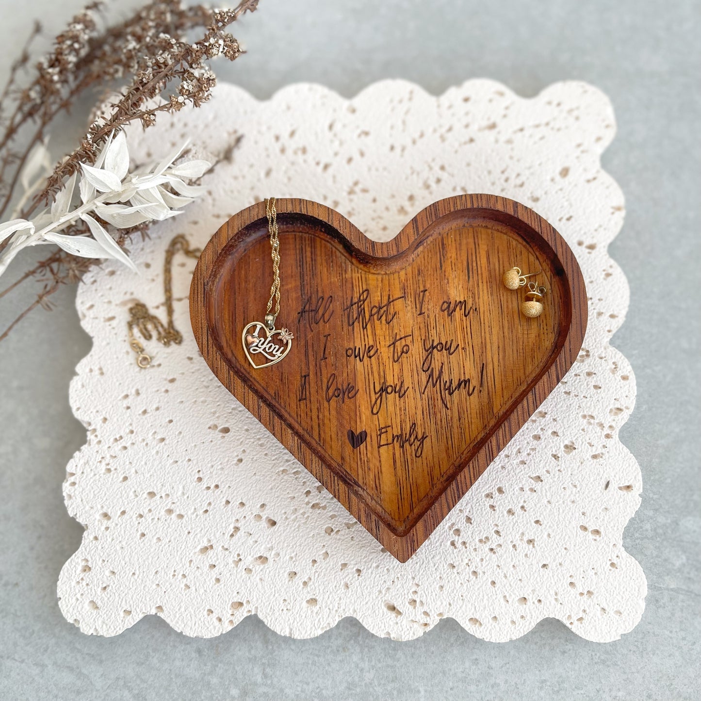 Personalised Trinket tray for Mothers Day Gift from Kids | Trinket Heart Dish Gift for Mums