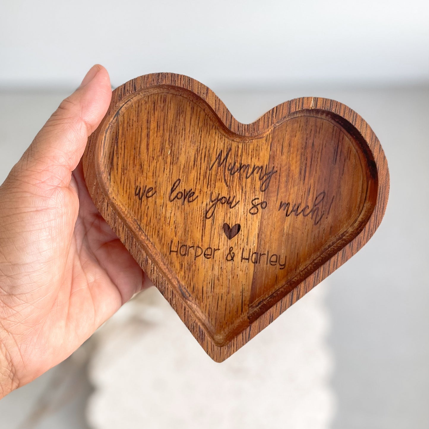 Personalised Trinket tray for Mothers Day Gift from Kids | Trinket Heart Dish Gift for Mums