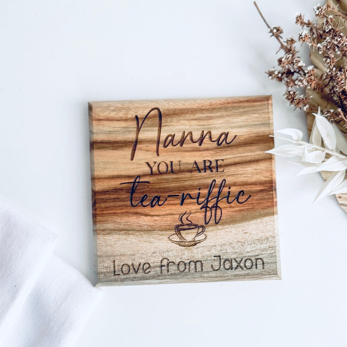 Grandmothers Gift for Mothers Day | Engraved Coaster gift for Nana