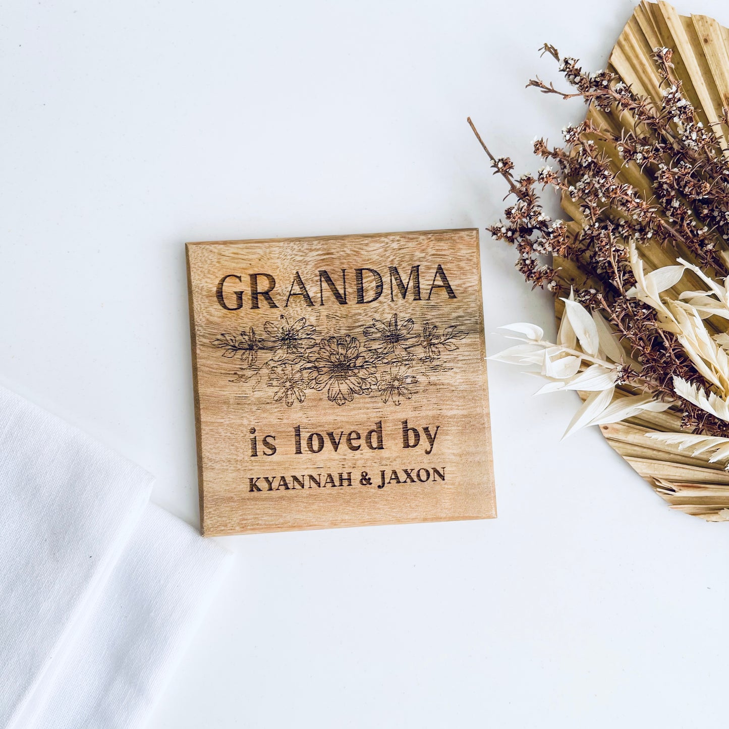 Grandmothers Gift for Mothers Day | Engraved Coaster gift for Nana