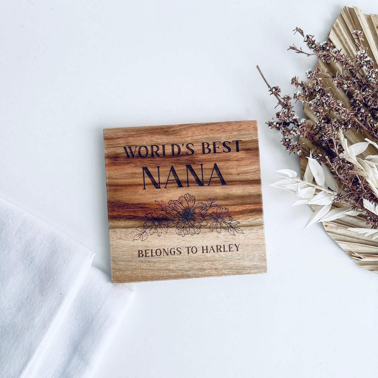 Grandmothers Gift for Mothers Day | Engraved Coaster gift for Nana