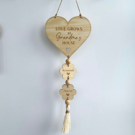 Personalised Wooden Gift for Grandma | Custom Family Name Plaque Grandkids Name