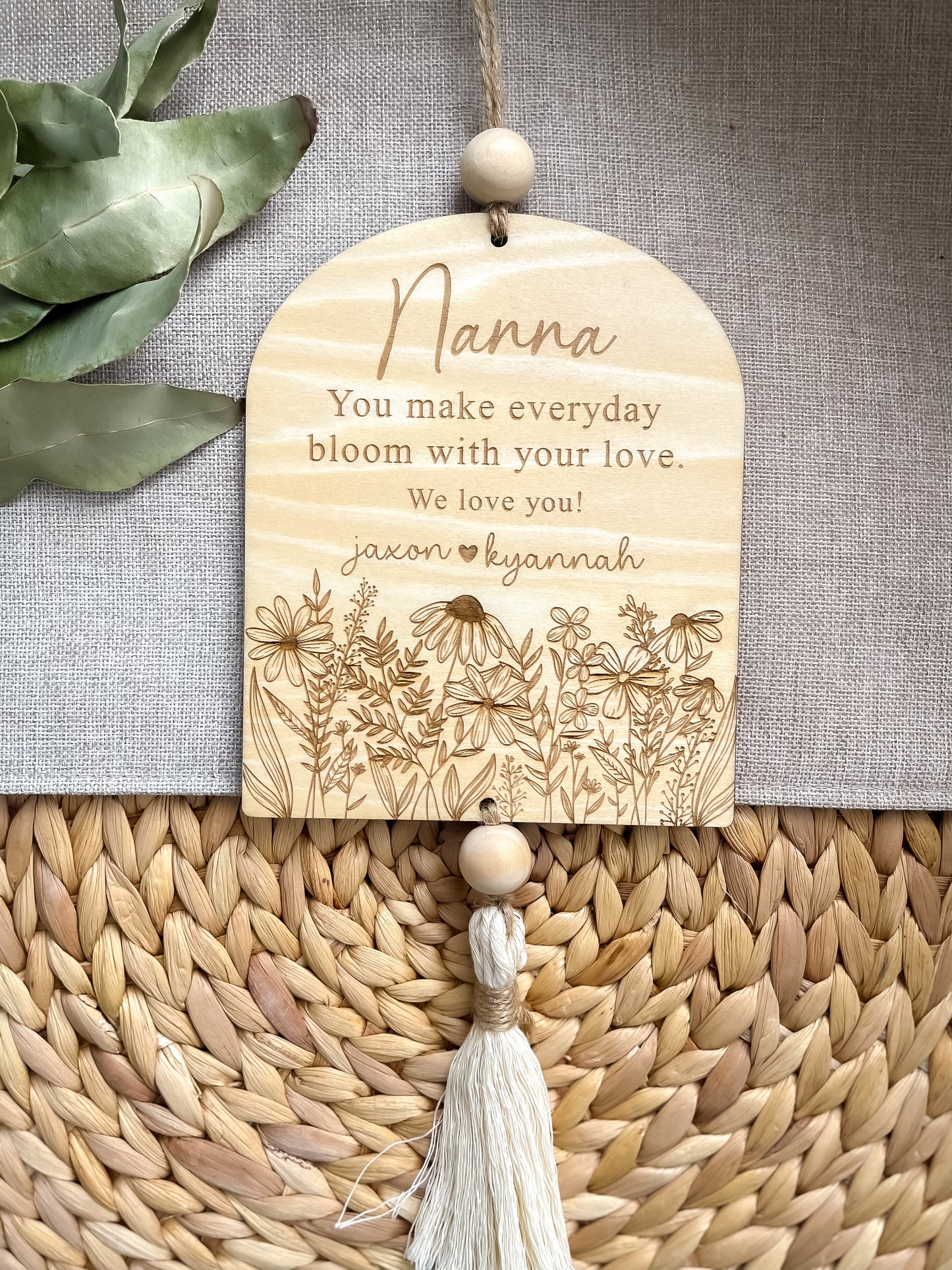 Personalized Nanna Wooden Wall Hanging Sign | Grandkids Name Wall Hanging