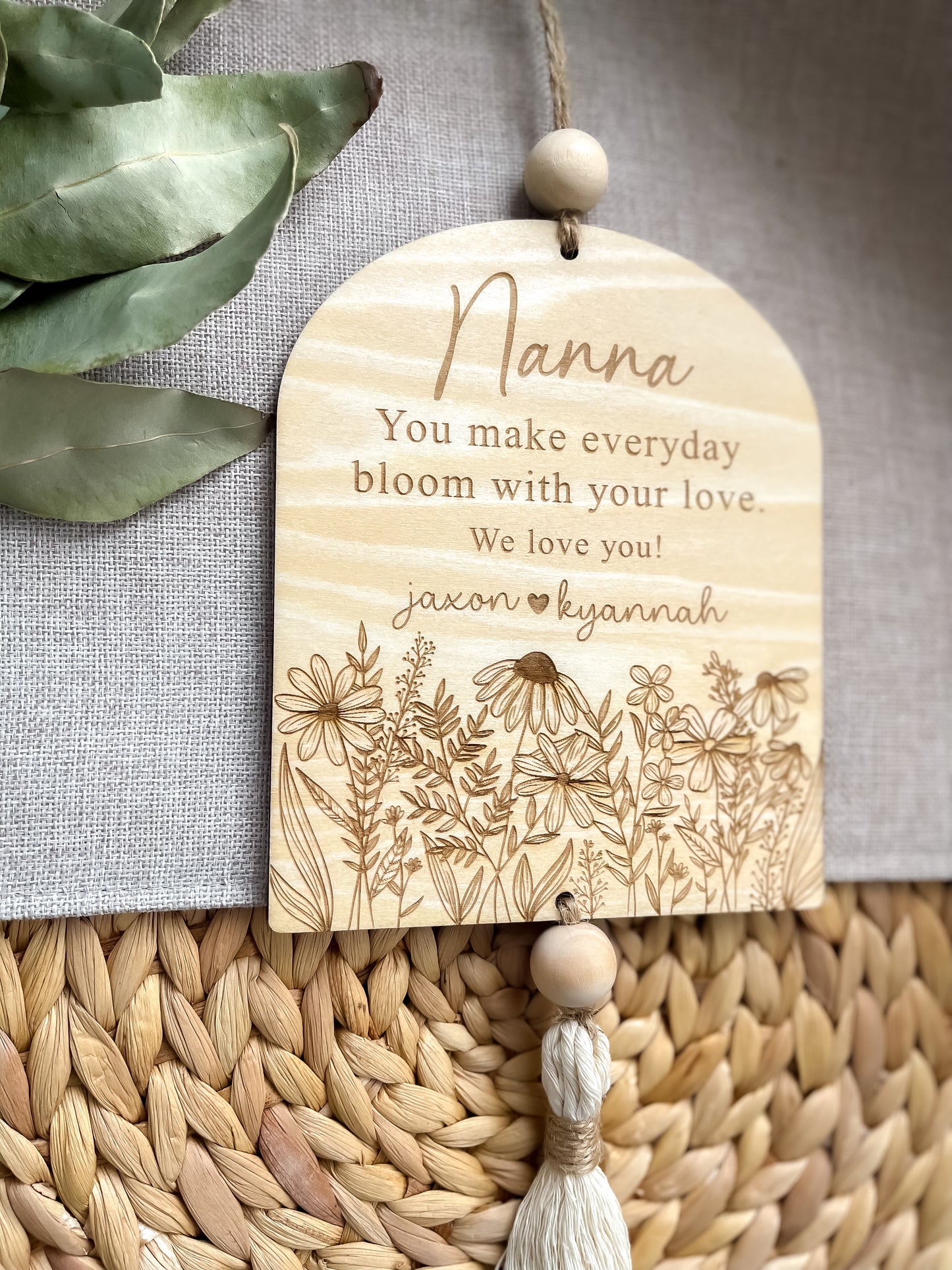Personalized Nanna Wooden Wall Hanging Sign | Grandkids Name Wall Hanging