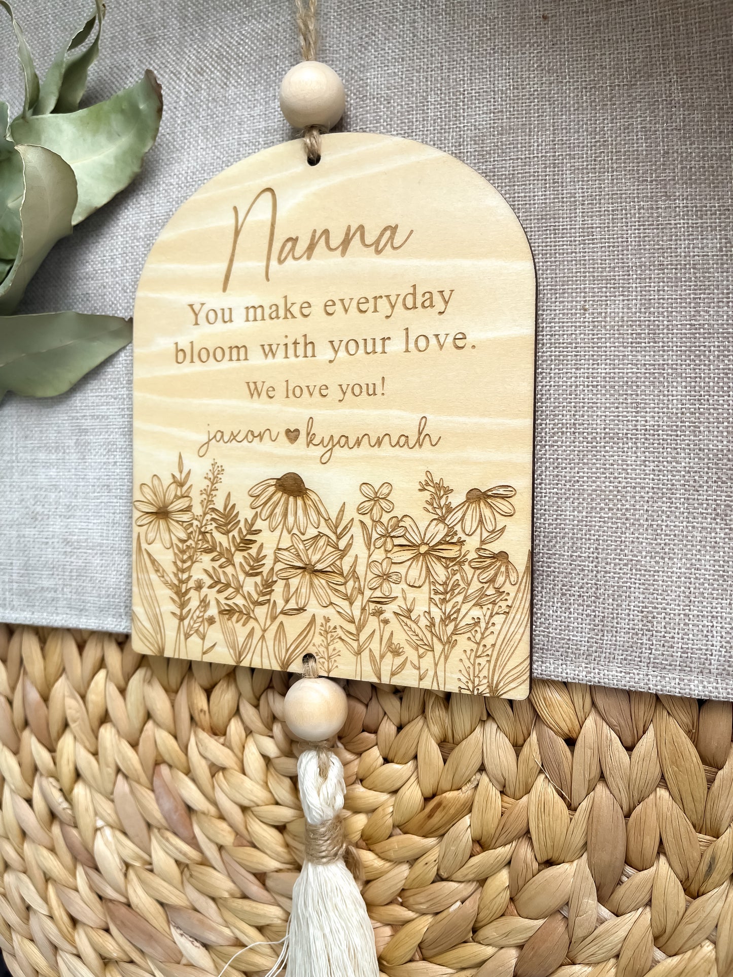 Personalized Nanna Wooden Wall Hanging Sign | Grandkids Name Wall Hanging