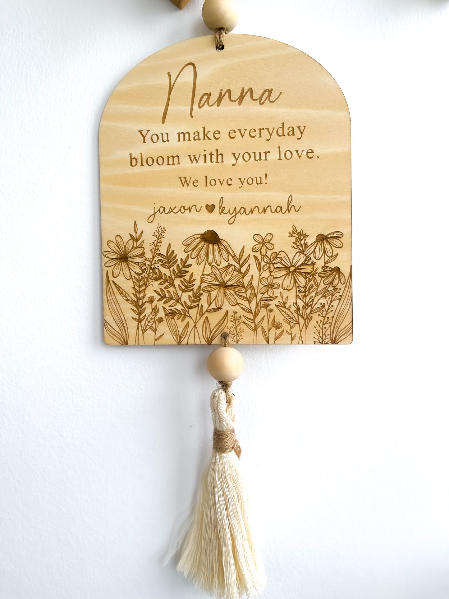 Personalized Nanna Wooden Wall Hanging Sign | Grandkids Name Wall Hanging