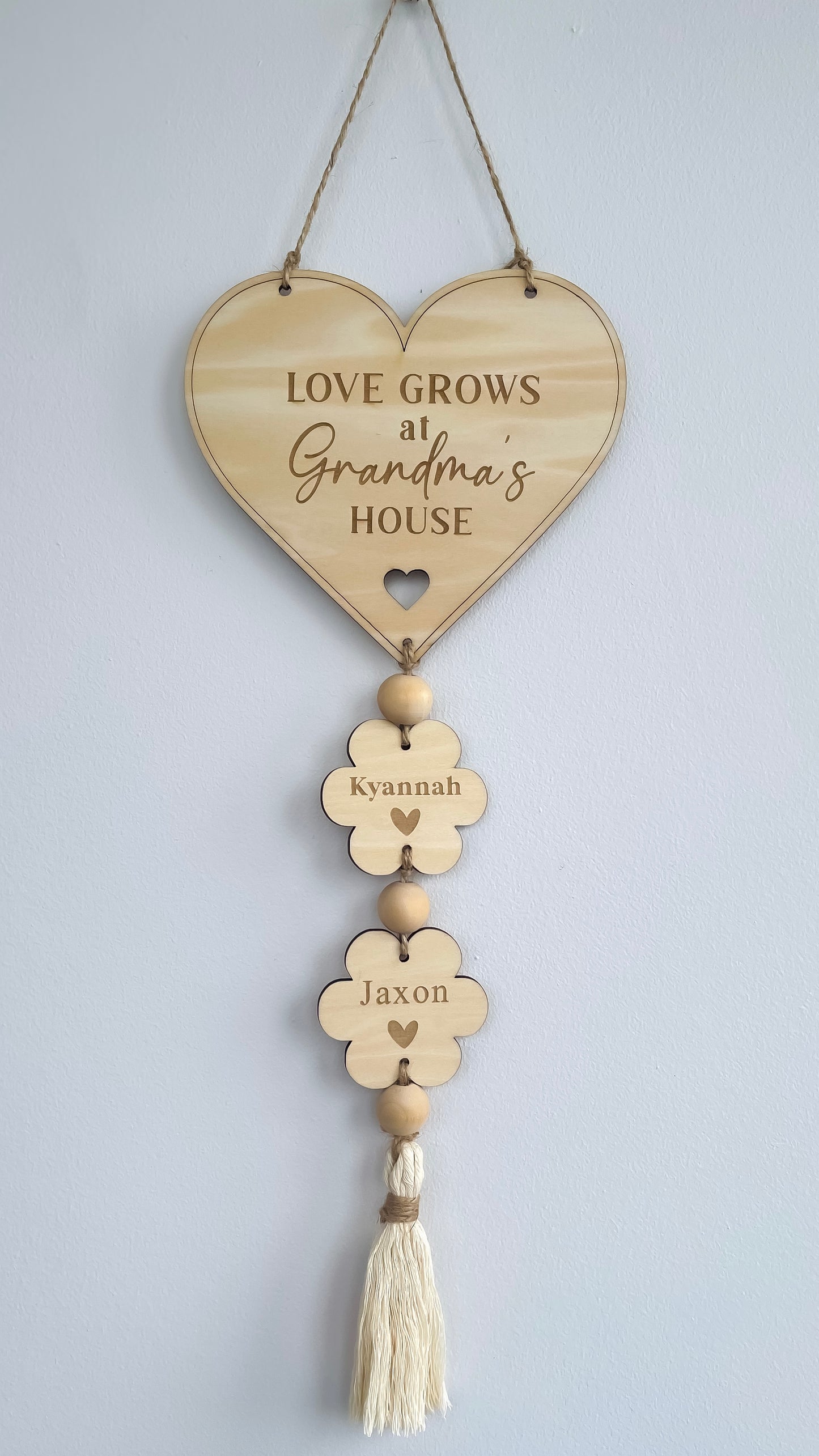 Personalised Wooden Gift for Grandma | Custom Family Name Plaque Grandkids Name