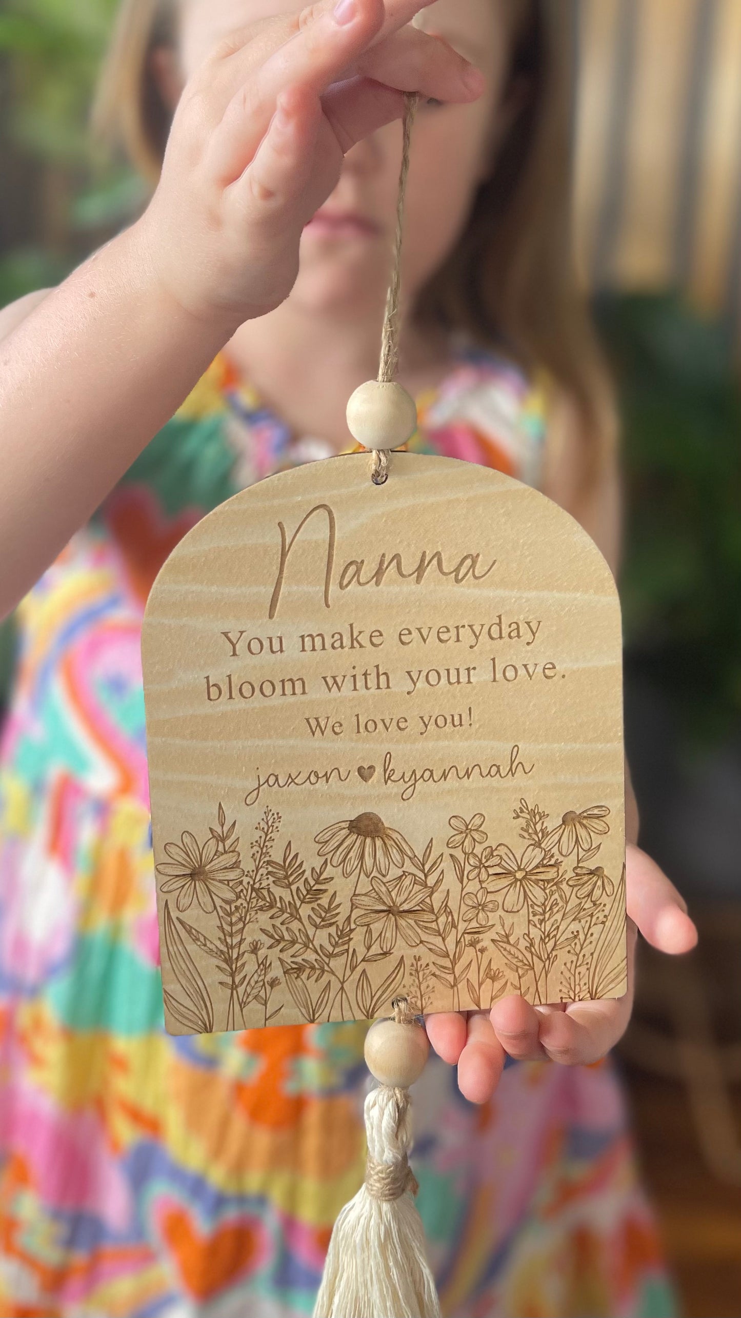 Personalized Nanna Wooden Wall Hanging Sign | Grandkids Name Wall Hanging