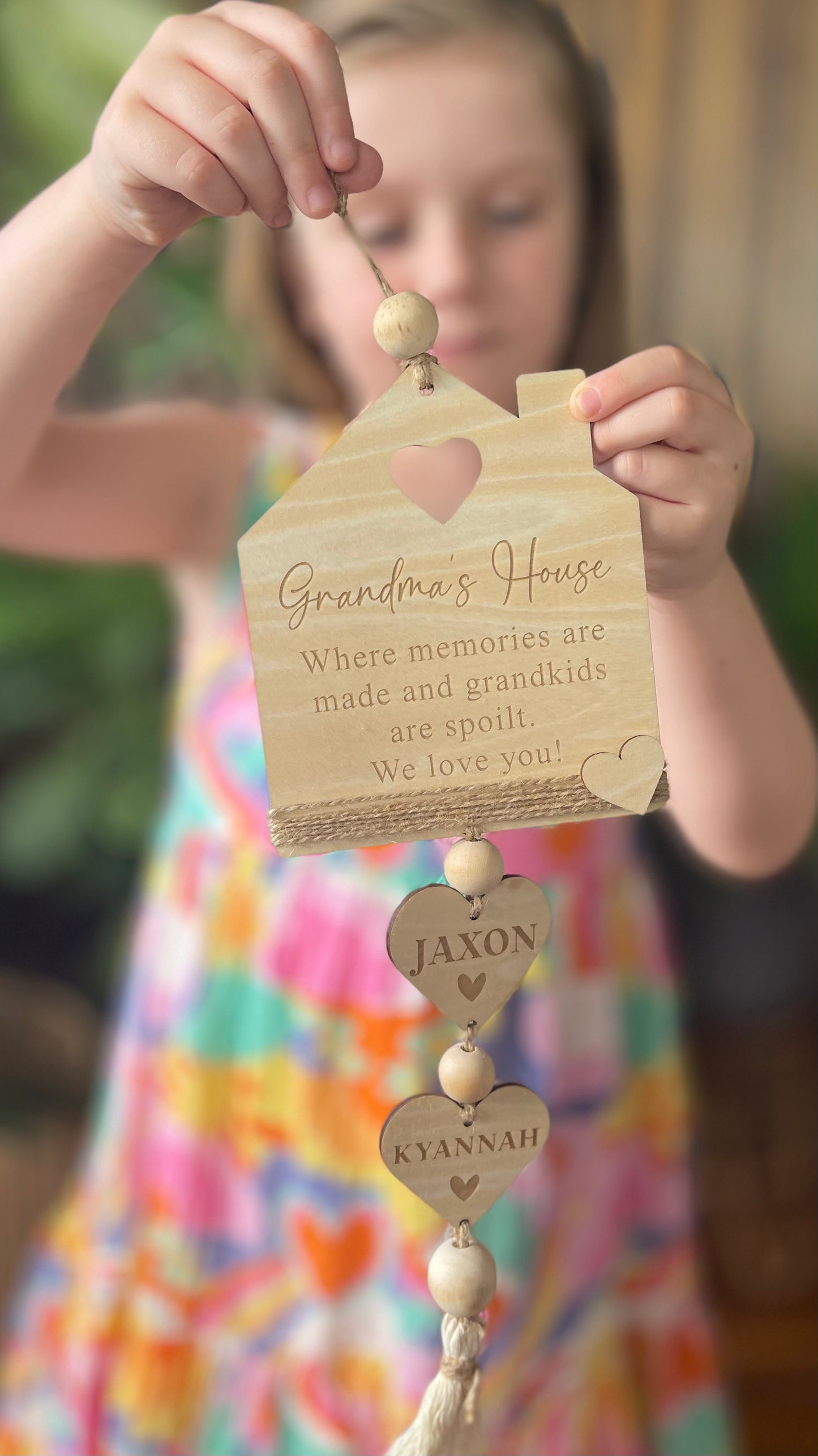 Personalised Wooden Gift for Grandma | Custom Family Name Plaque Grandkids Name