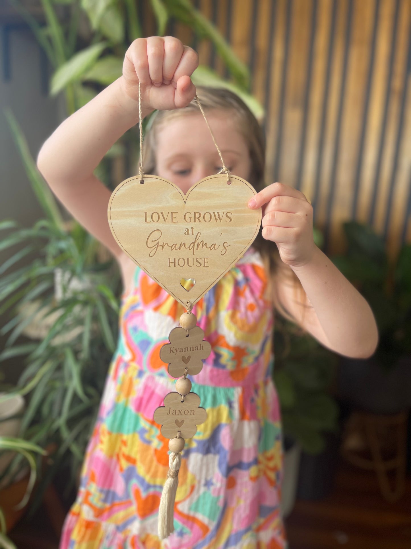 Personalised Wooden Gift for Grandma | Custom Family Name Plaque Grandkids Name