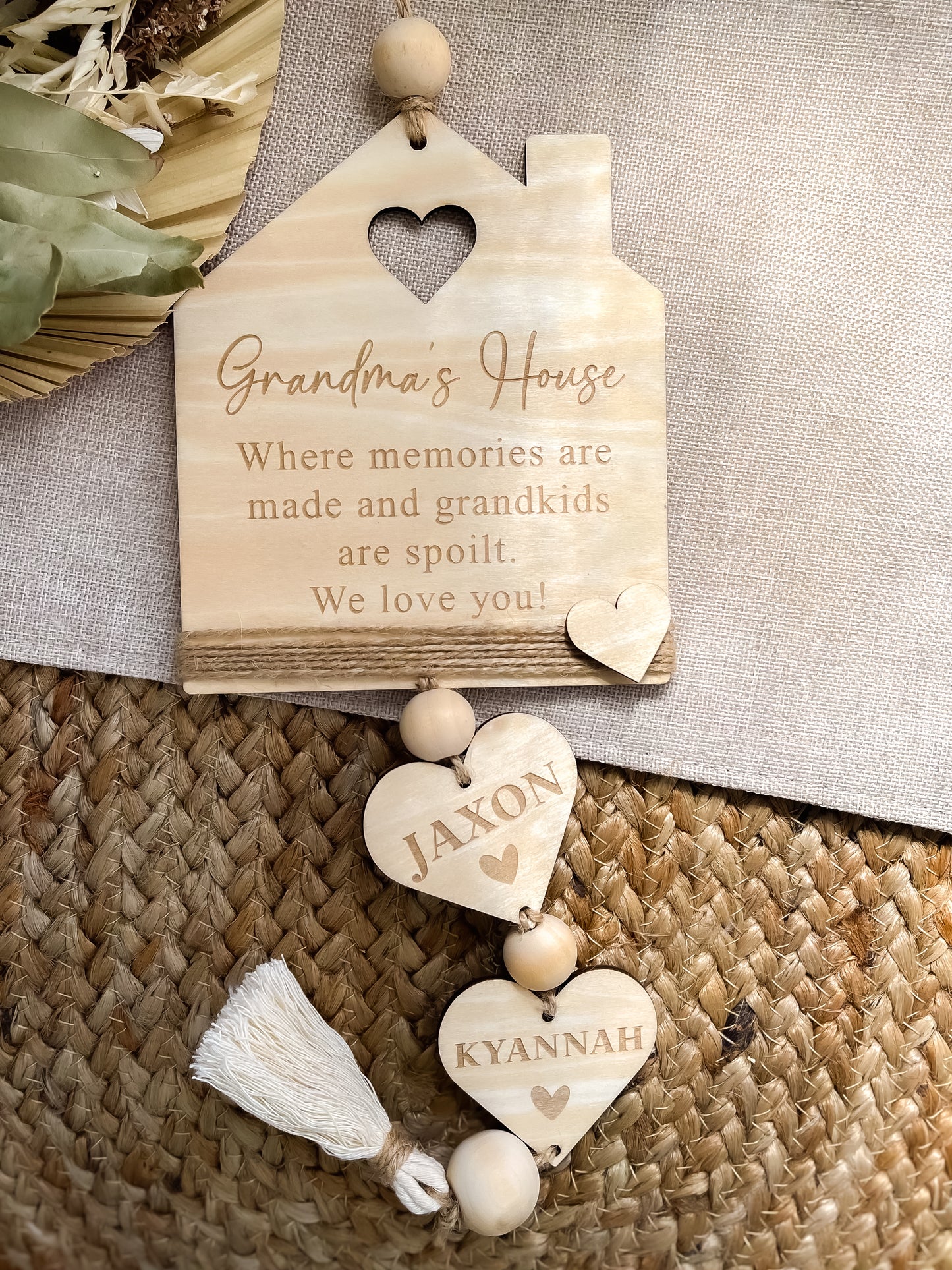 Personalised Wooden Gift for Grandma | Custom Family Name Plaque Grandkids Name