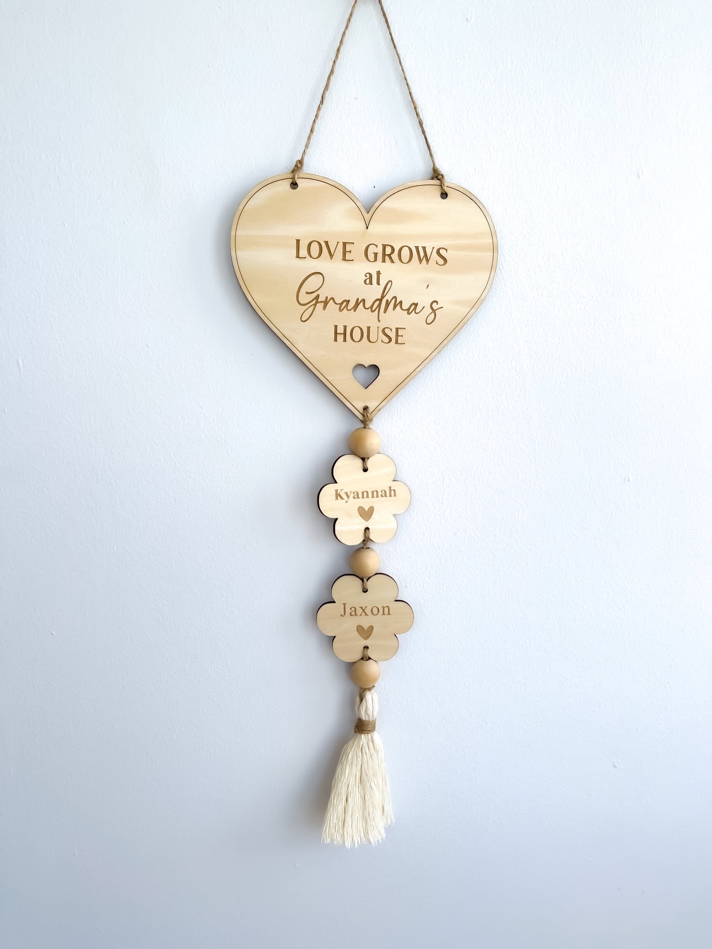 Personalised Wooden Gift for Grandma | Custom Family Name Plaque Grandkids Name