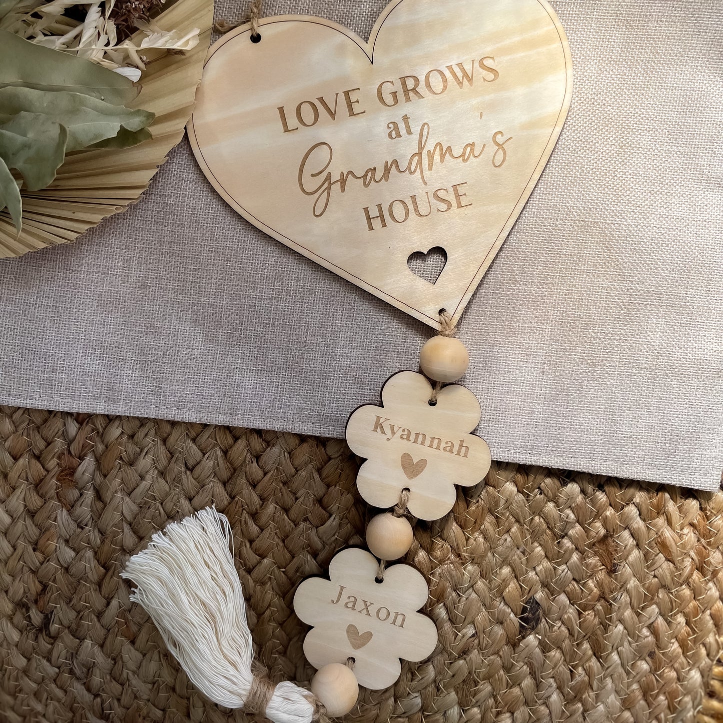 Personalised Wooden Gift for Grandma | Custom Family Name Plaque Grandkids Name