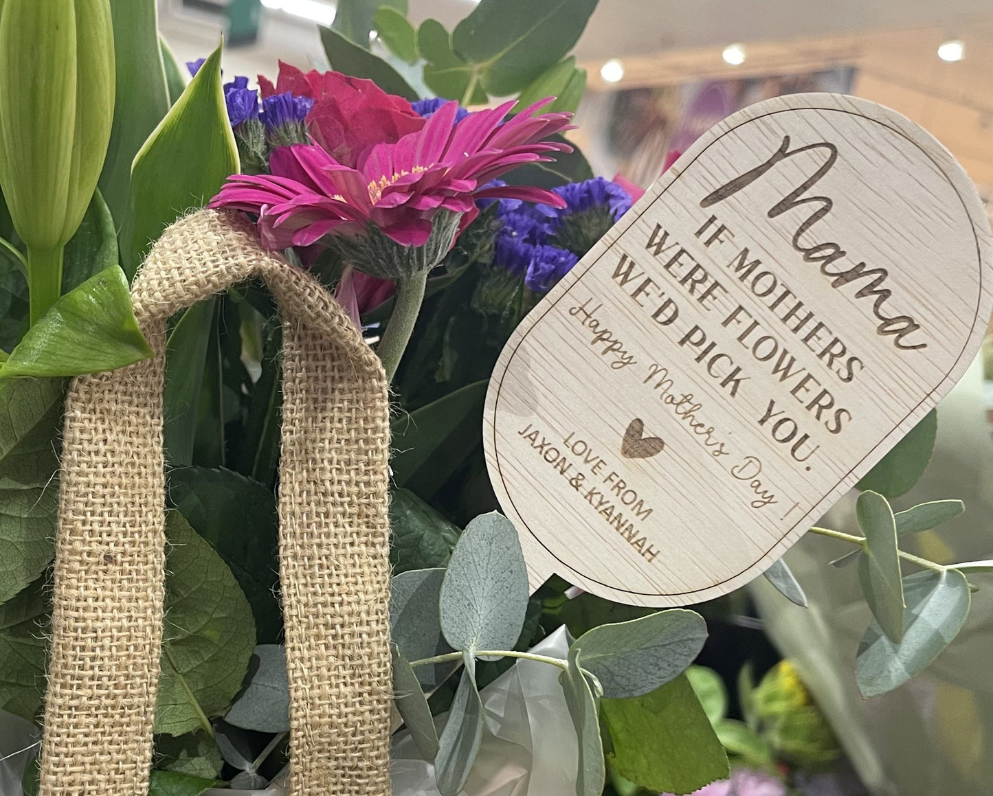 Personalised Mother’s Day Garden Stake | Wooden Flower Marker for Mum, Mama, Nanna | Gift from Kids | "If Mothers Were Flowers" Plant Gift