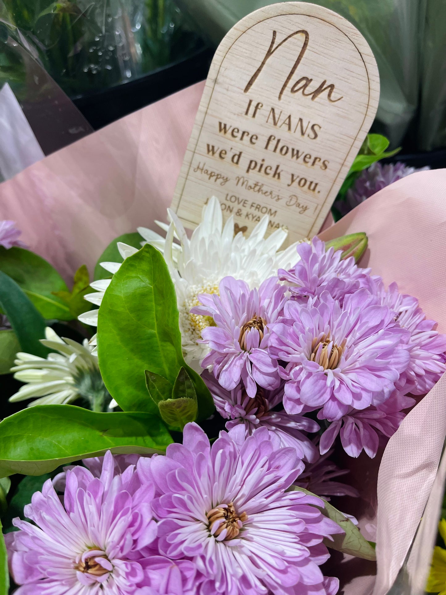 Personalised Mother’s Day Garden Stake | Wooden Flower Marker for Mum, Mama, Nanna | Gift from Kids | "If Mothers Were Flowers" Plant Gift