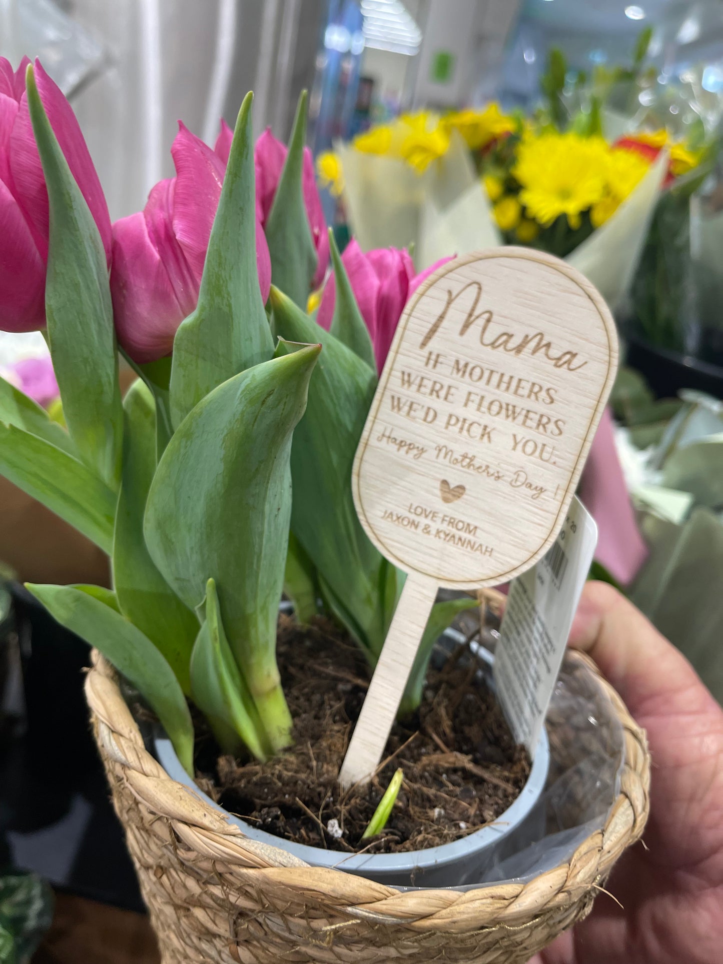 Personalised Mother’s Day Garden Stake | Wooden Flower Marker for Mum, Mama, Nanna | Gift from Kids | "If Mothers Were Flowers" Plant Gift
