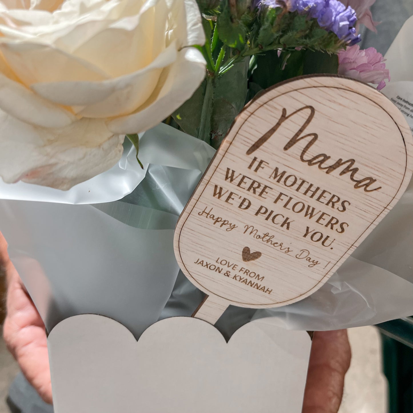 Personalised Mother’s Day Garden Stake | Wooden Flower Marker for Mum, Mama, Nanna | Gift from Kids | "If Mothers Were Flowers" Plant Gift