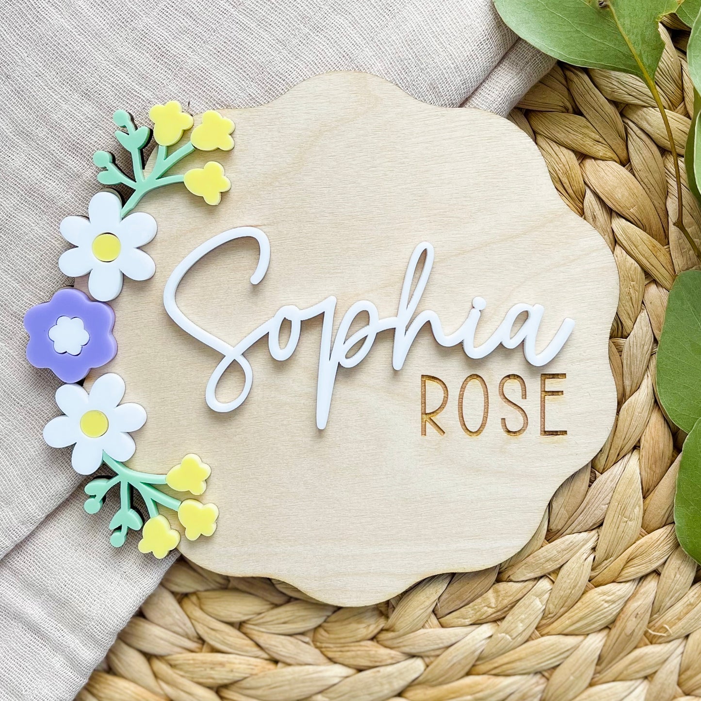 Baby Announcement Plaque for Girl | Baby Name Sign