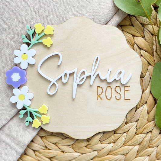 Baby Announcement Plaque for Girl | Baby Name Sign