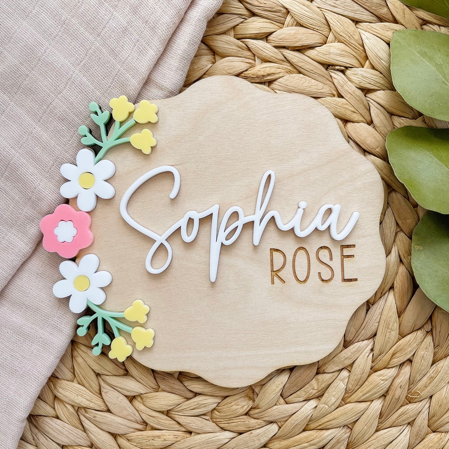 Baby Announcement Plaque for Girl | Baby Name Sign