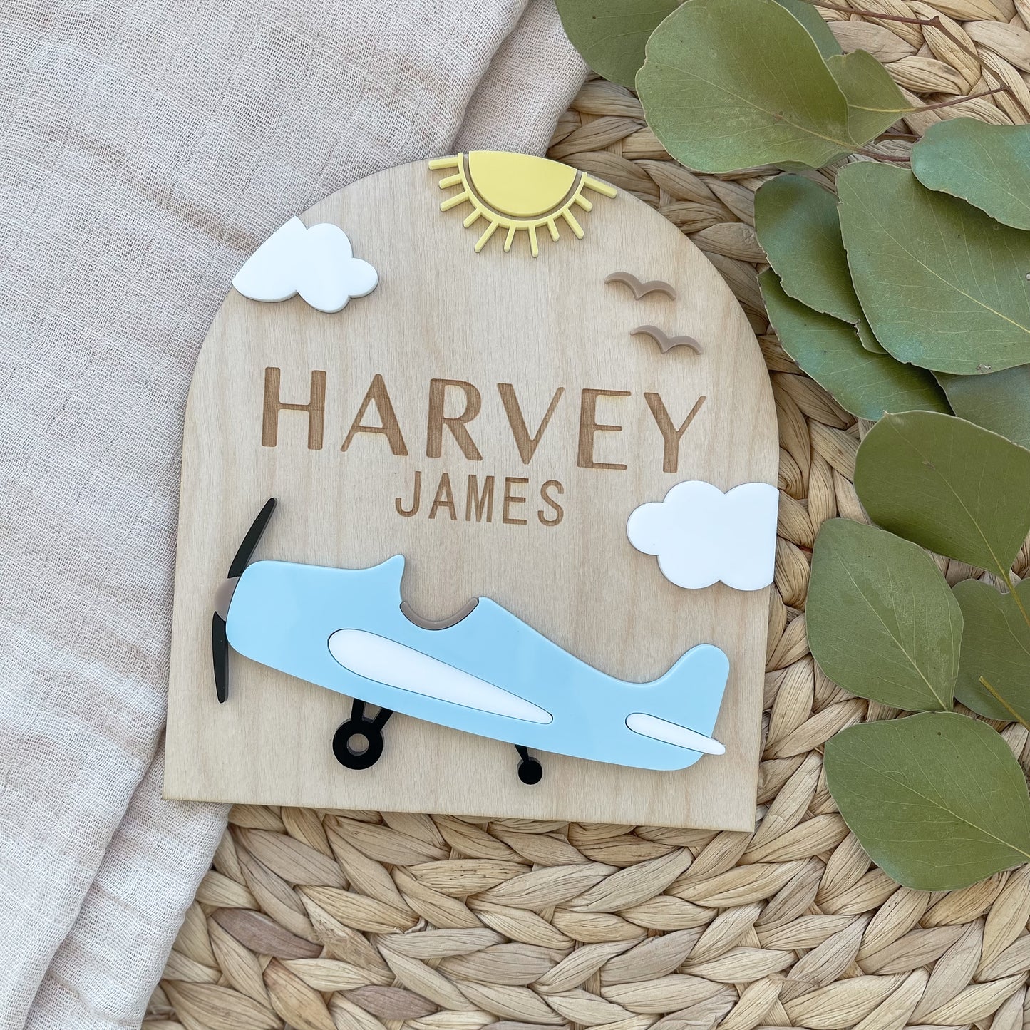 Personalized Airplane Baby Announcement Sign | A New Adventure Begins