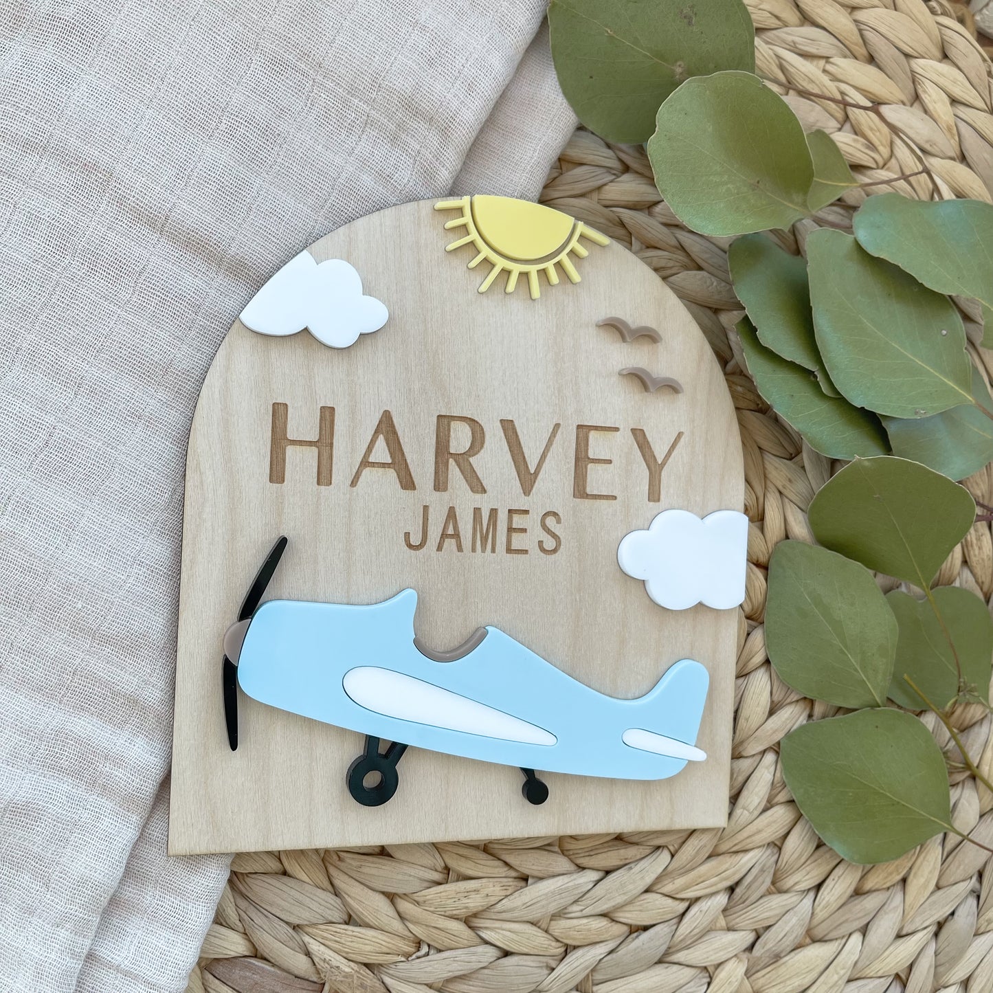 Personalized Airplane Baby Announcement Sign | A New Adventure Begins