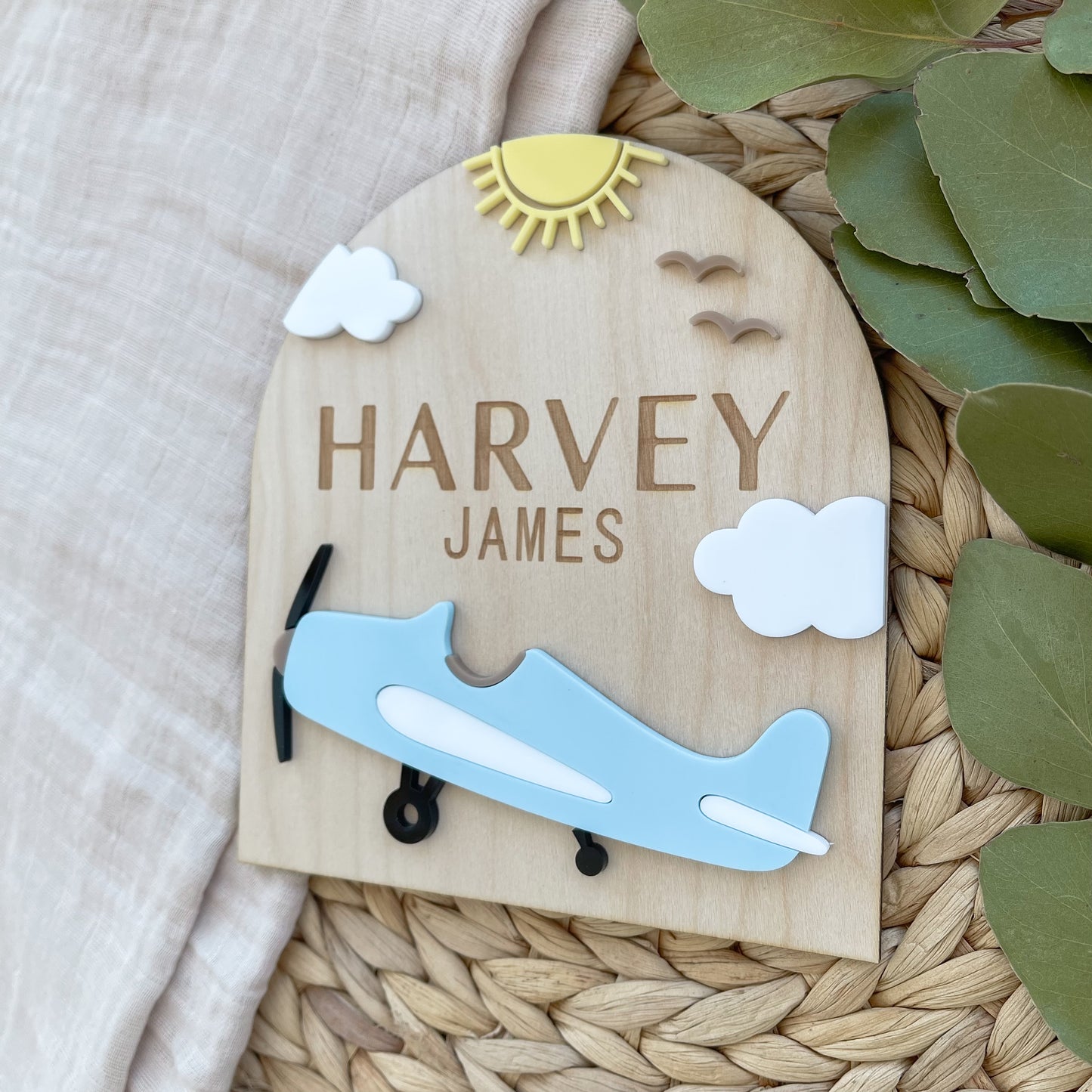 Personalized Airplane Baby Announcement Sign | A New Adventure Begins