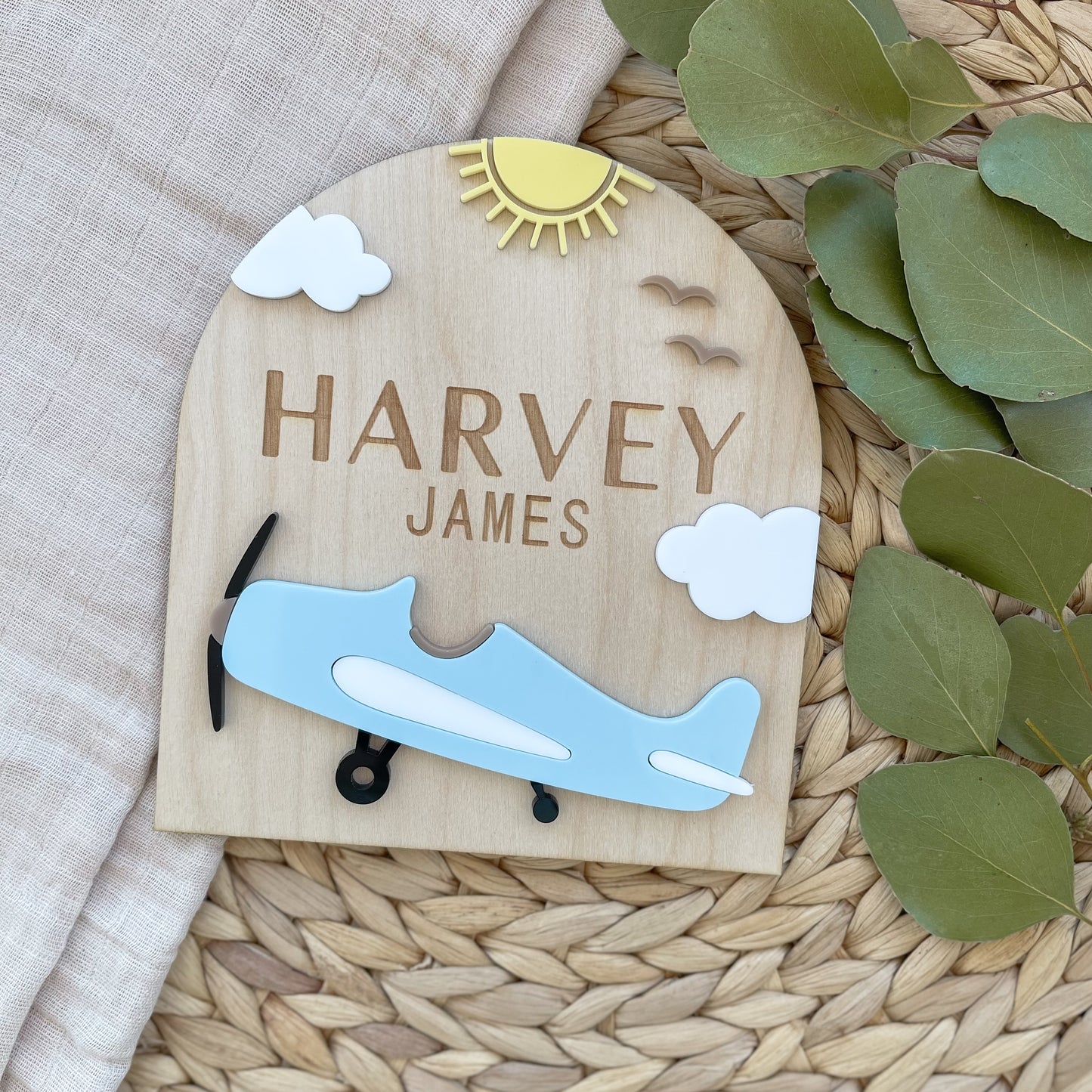 Personalized Airplane Baby Announcement Sign | A New Adventure Begins
