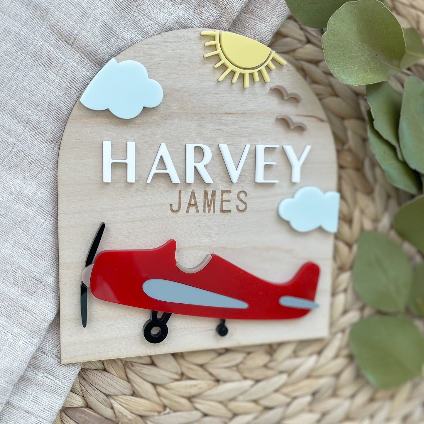 Personalized Airplane Baby Announcement Sign | A New Adventure Begins
