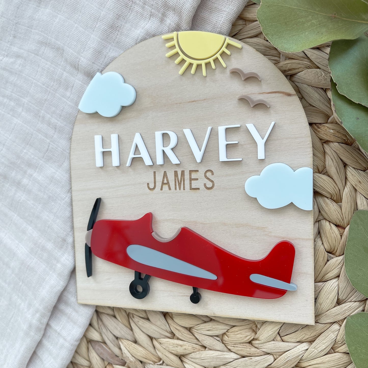 Personalized Airplane Baby Announcement Sign | A New Adventure Begins