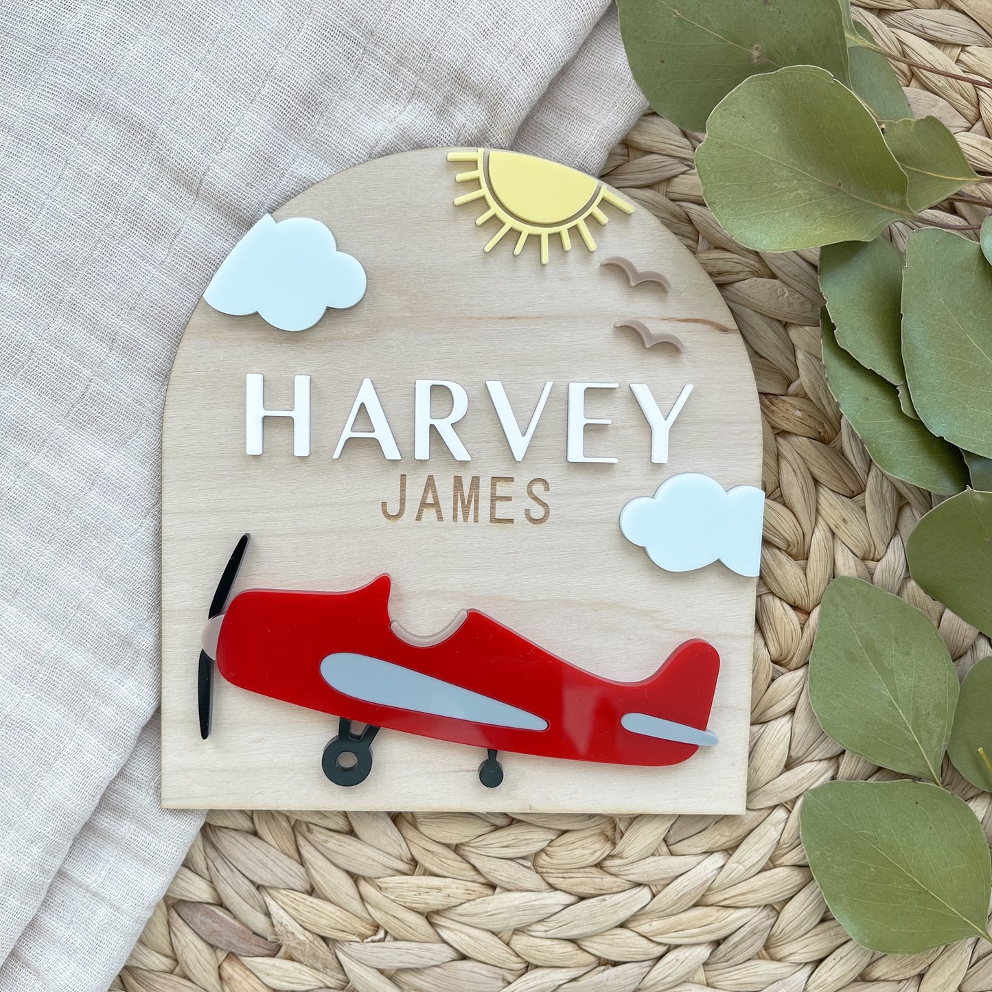 Personalized Airplane Baby Announcement Sign | A New Adventure Begins