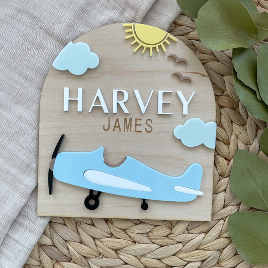 Personalized Airplane Baby Announcement Sign | A New Adventure Begins