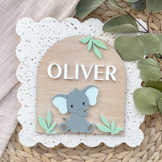 Elephant Nursery Name Sign