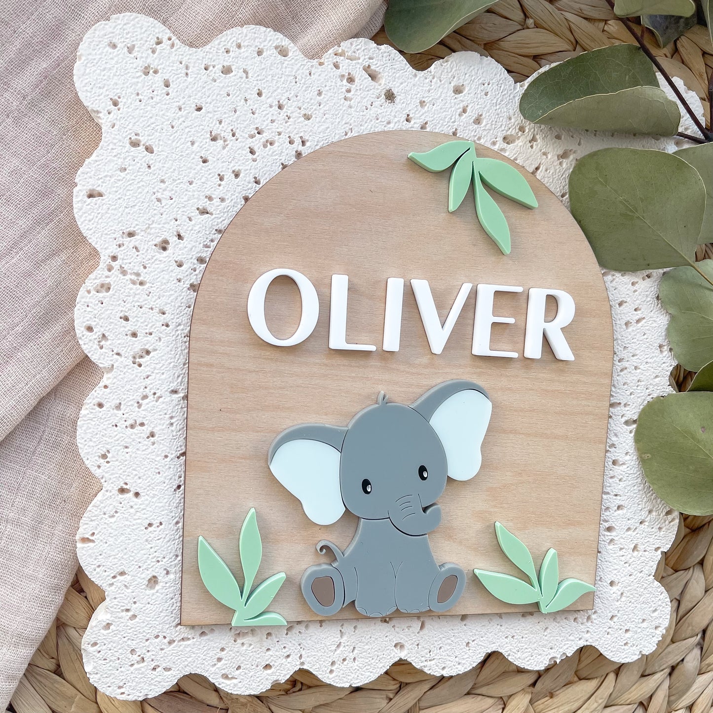 Elephant Nursery Name Sign
