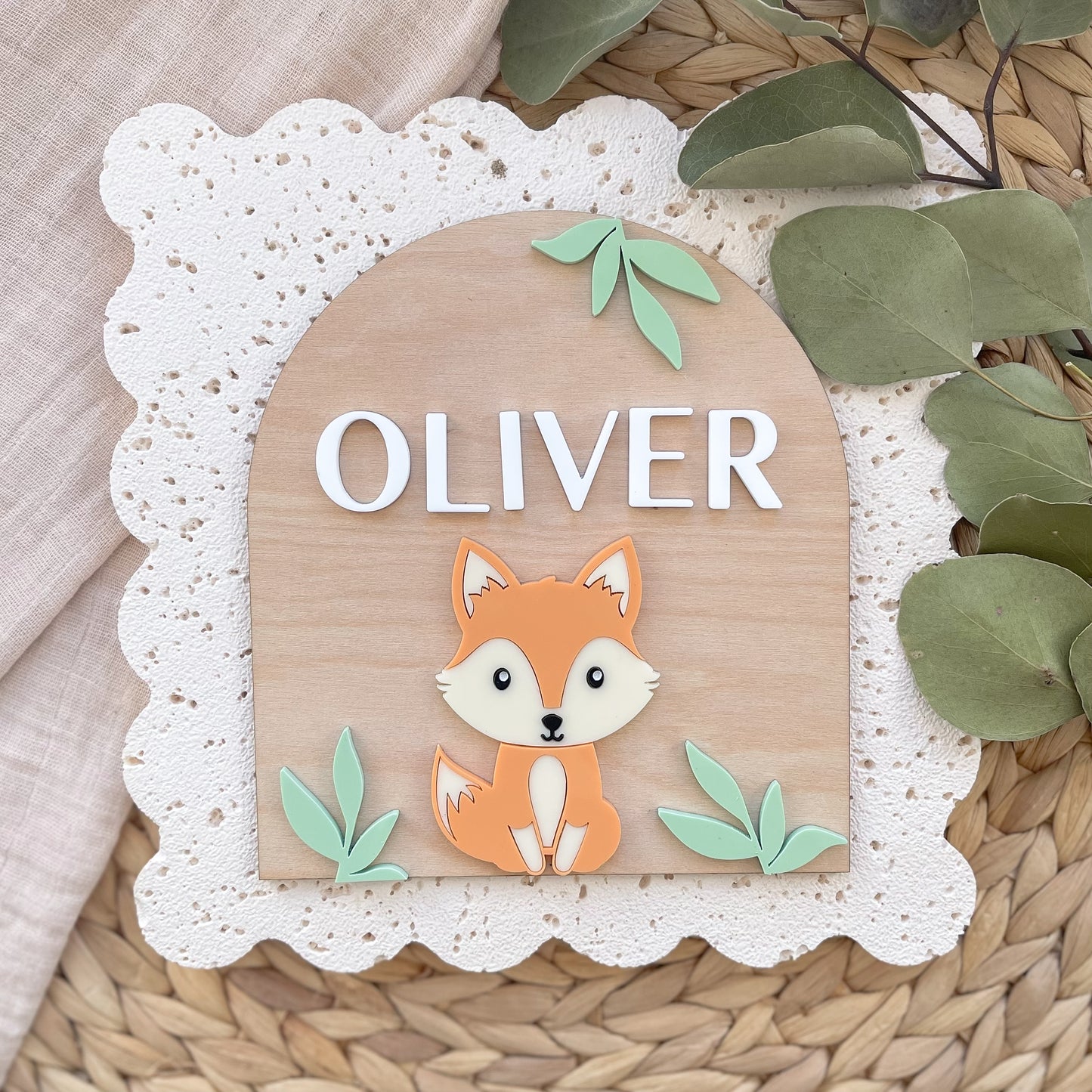 Fox Nursery Name Plaque