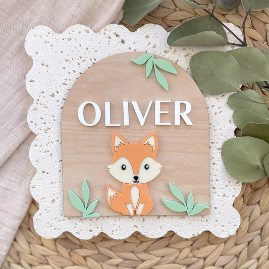 Fox Nursery Name Plaque
