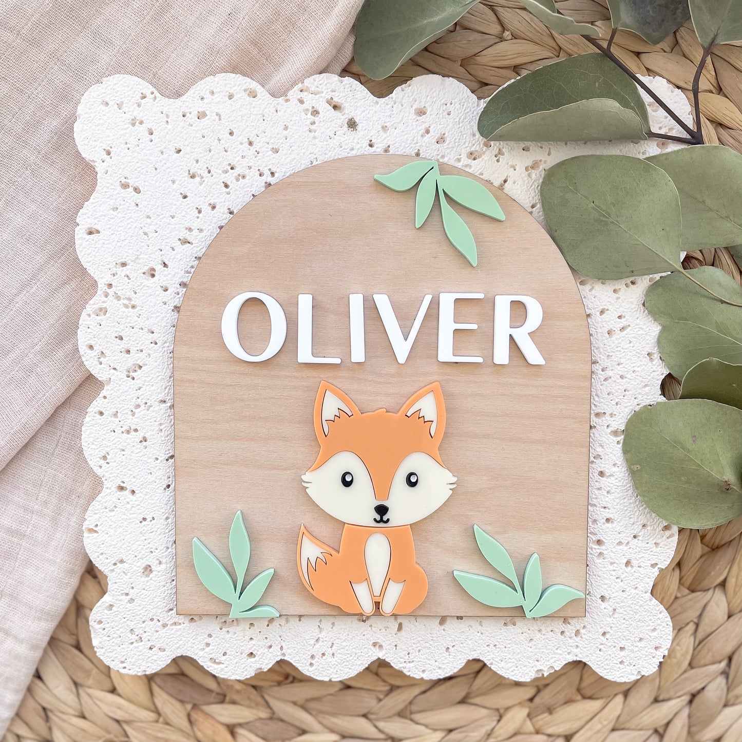 Fox Nursery Name Plaque