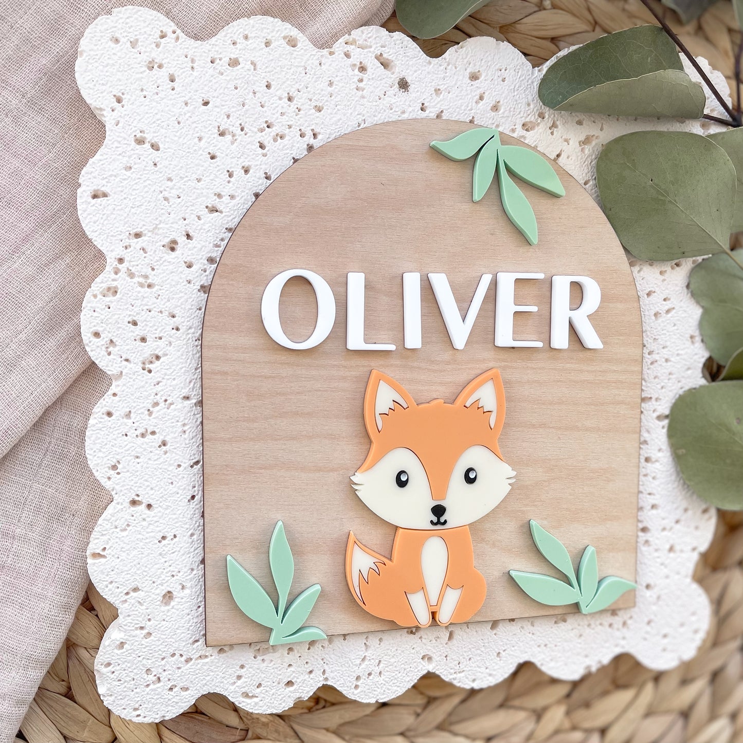 Fox Nursery Name Plaque