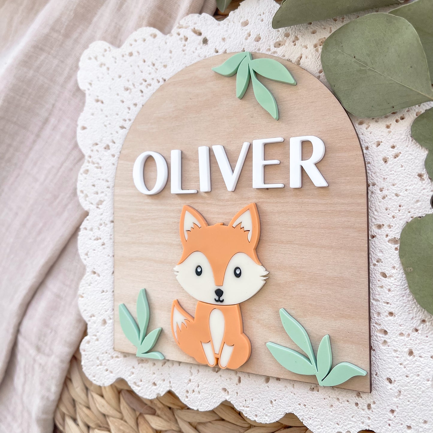 Fox Nursery Name Plaque