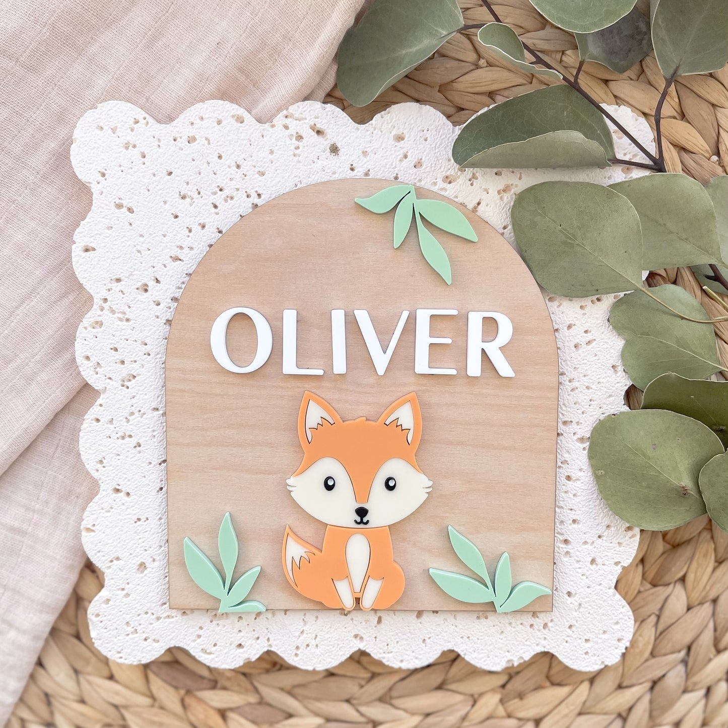 Fox Nursery Name Plaque