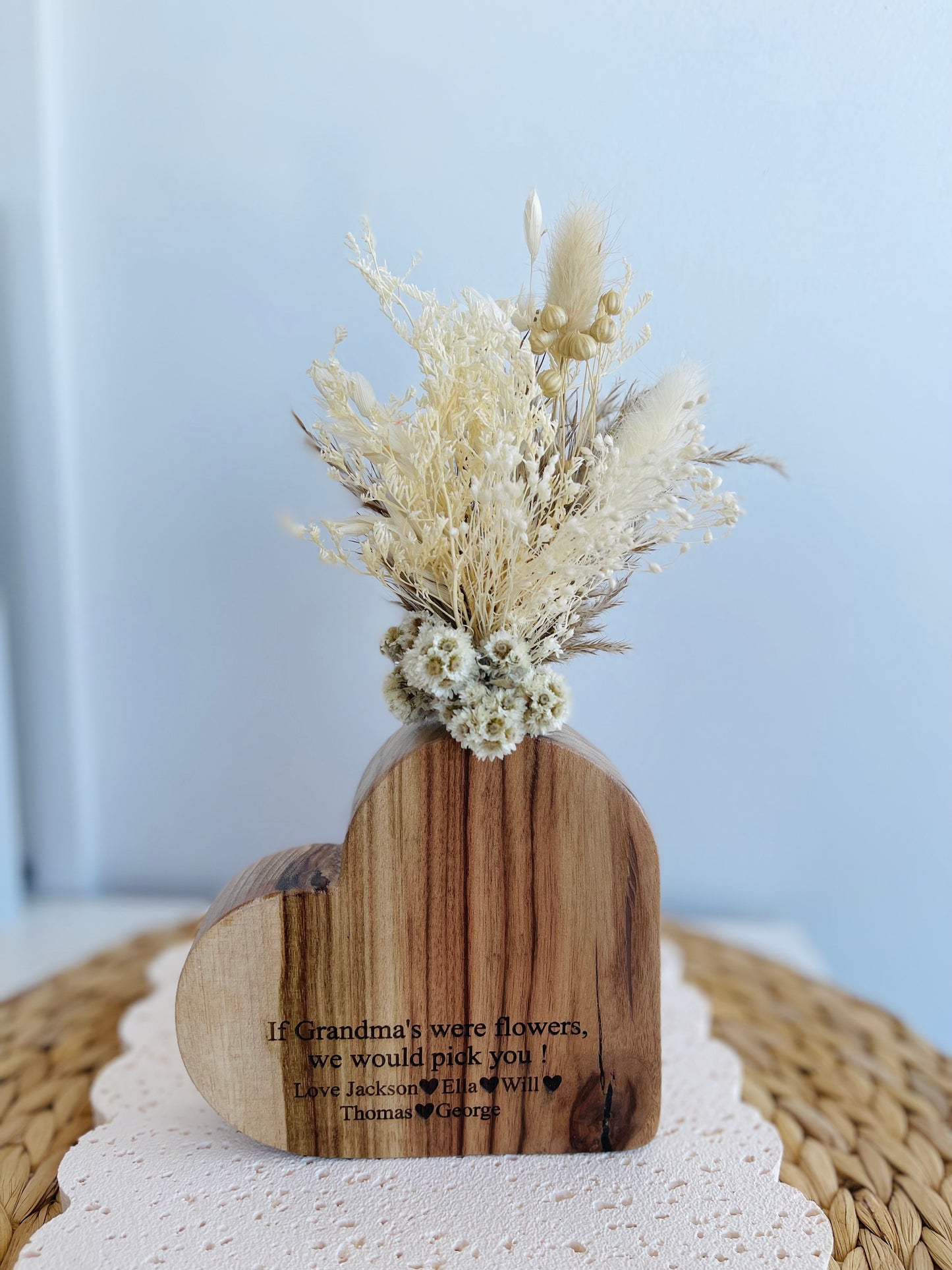 Personalised Engraved Wooden Vase for Mothers Day Gift | Presents from Kids
